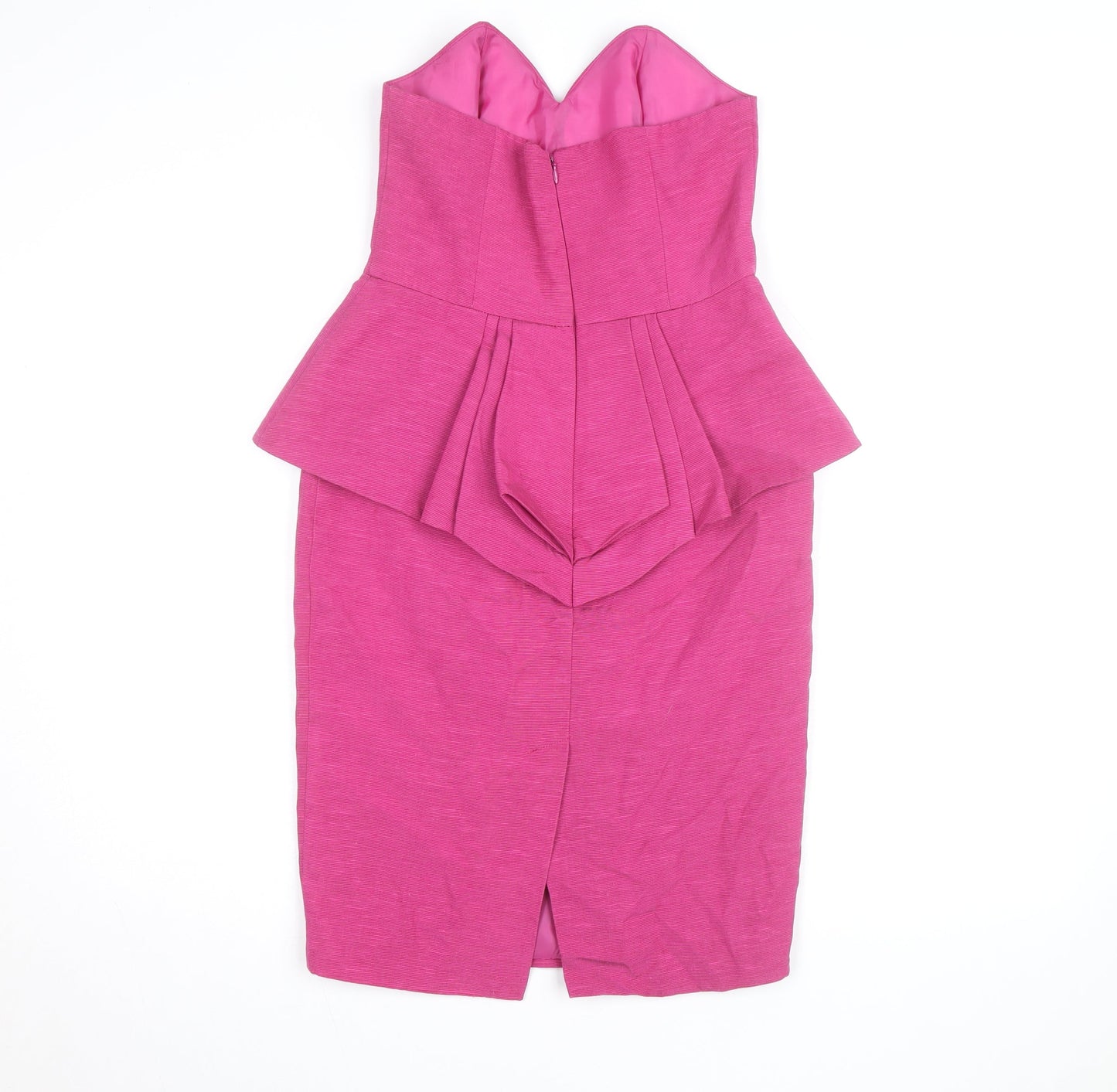 Oasis Women Pink Strapless Peplum Knee Length Party Dress Size 14