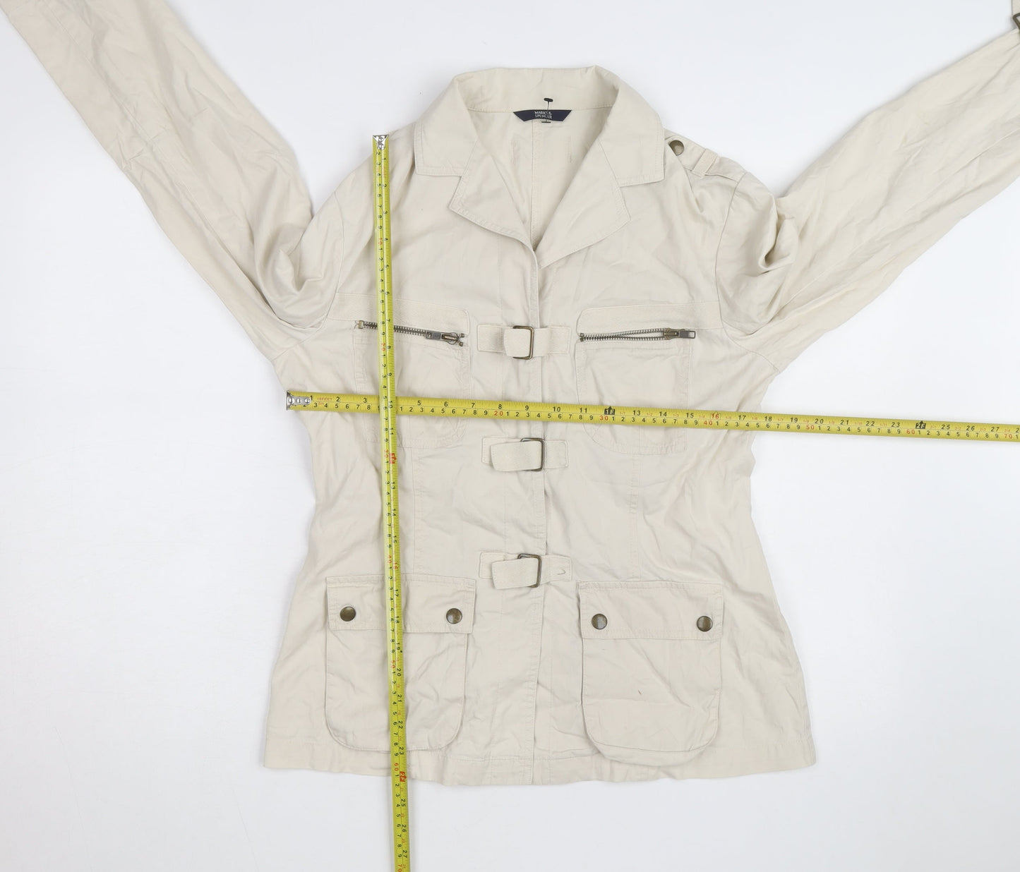 Marks and Spencer Women's Beige Military Style Jacket Size 12
