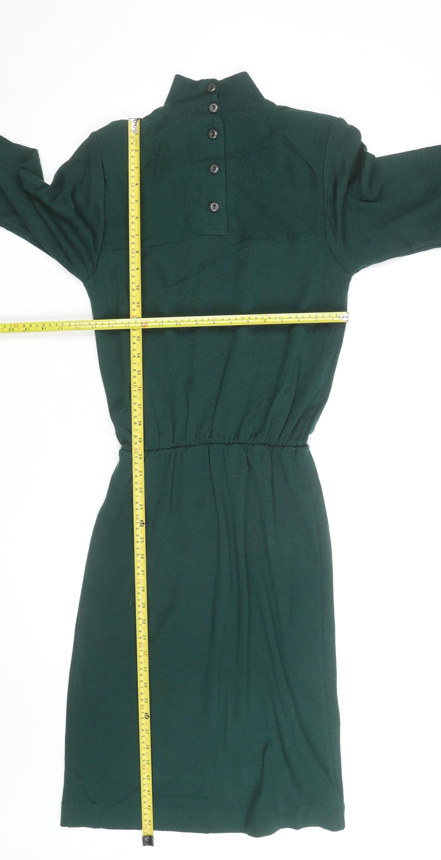 Louisville Women Petite Green Knit High Neck Long Sleeve Fit & Flare Dress Size 6