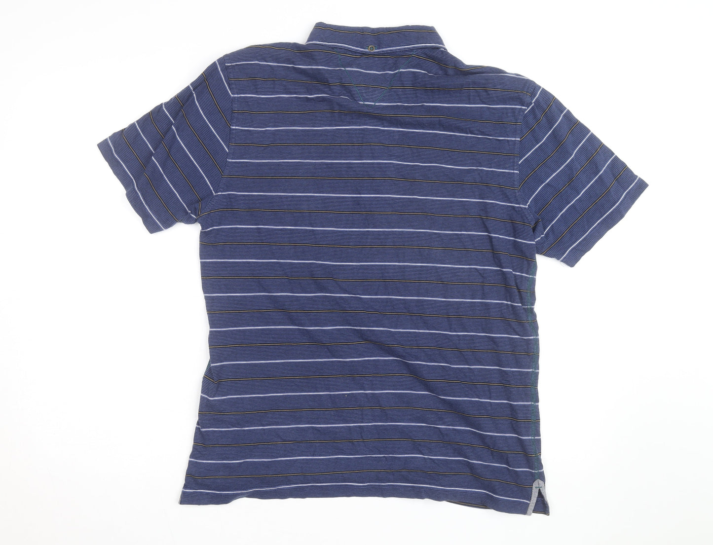 Nautica Men's Blue Striped Cotton Short Sleeve Polo Shirt Size M