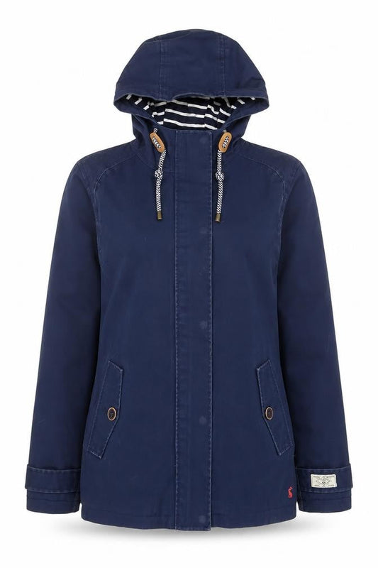 Joules Women's Blue Waterproof Hooded Rain Coat Jacket Size 10
