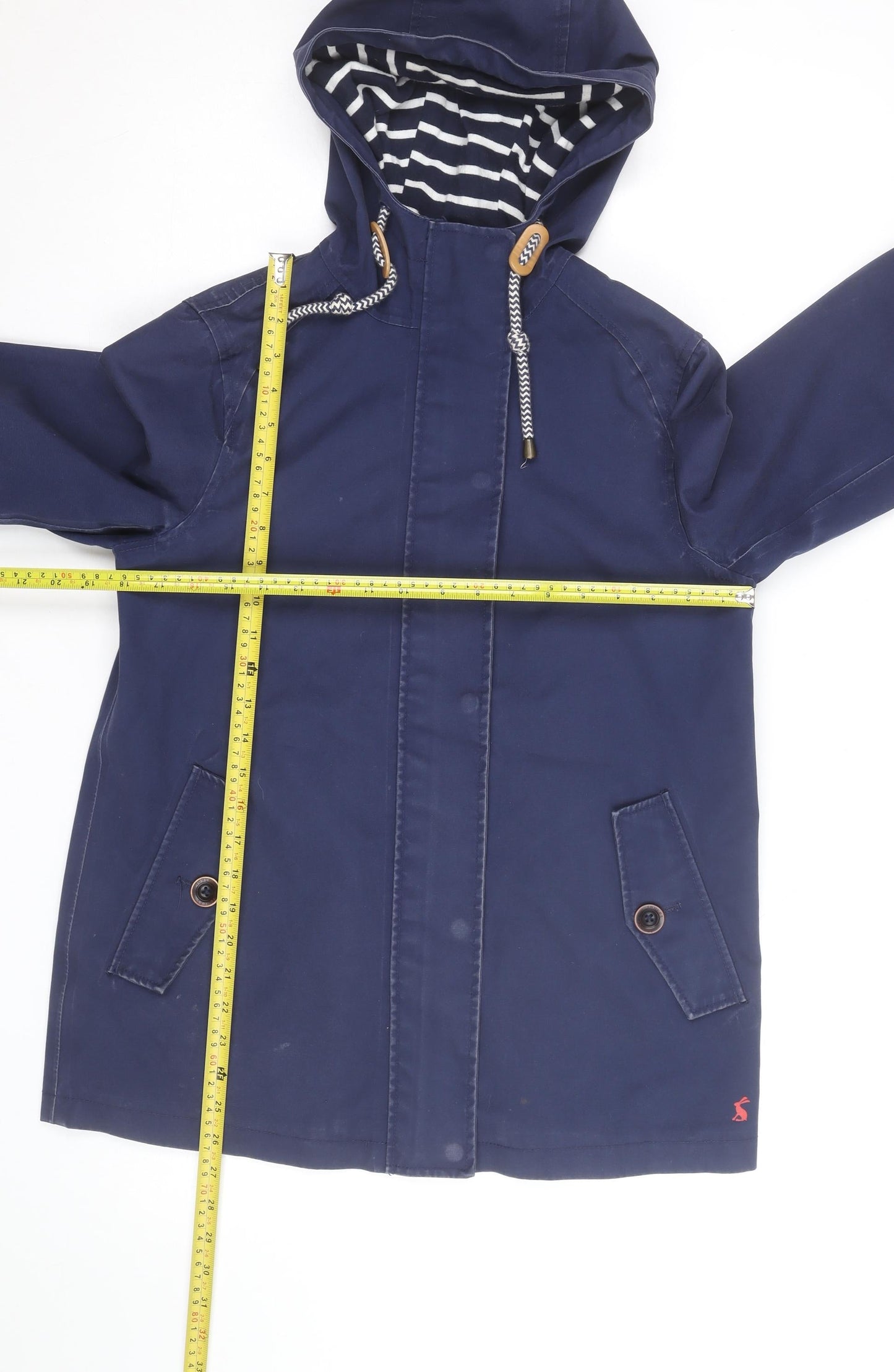 Joules Women's Blue Waterproof Hooded Rain Coat Jacket Size 10