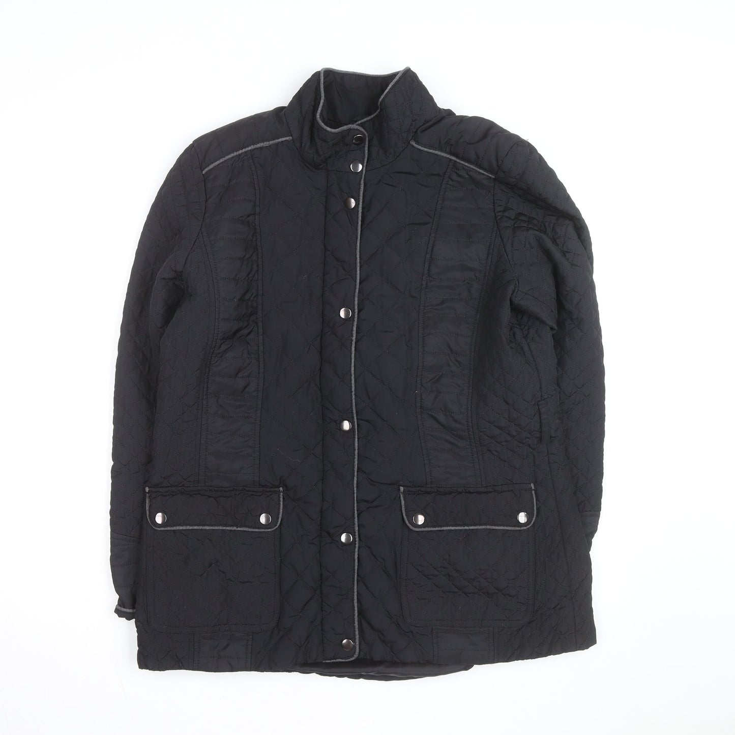 Wallis Womens Black Quilted Mid-Length Jacket Size 16