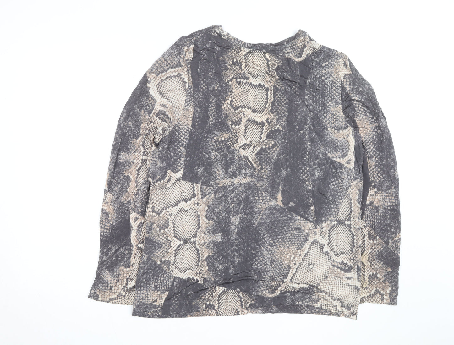 Basler Women’s Grey Snake Print Long Sleeve Jersey Top Size 12