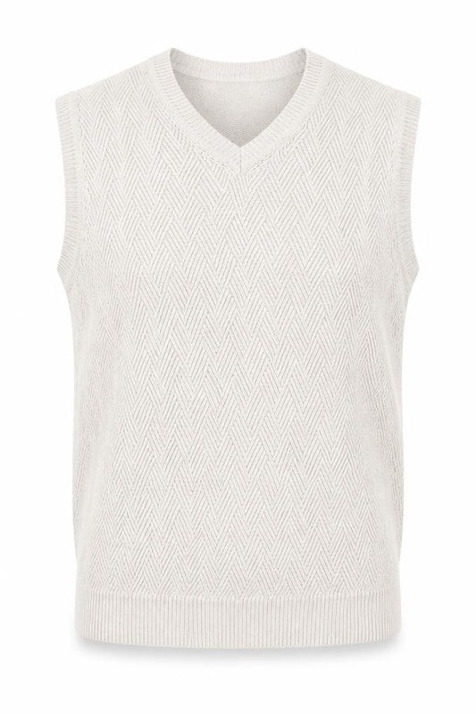 St. John’s Bay Men Beige Knit Cotton V-Neck Sleeveless Vest L