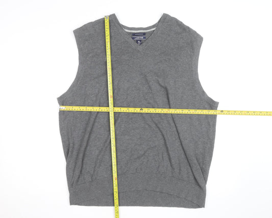 Lands' End Men's Grey Cotton V-Neck Sleeveless Vest XL