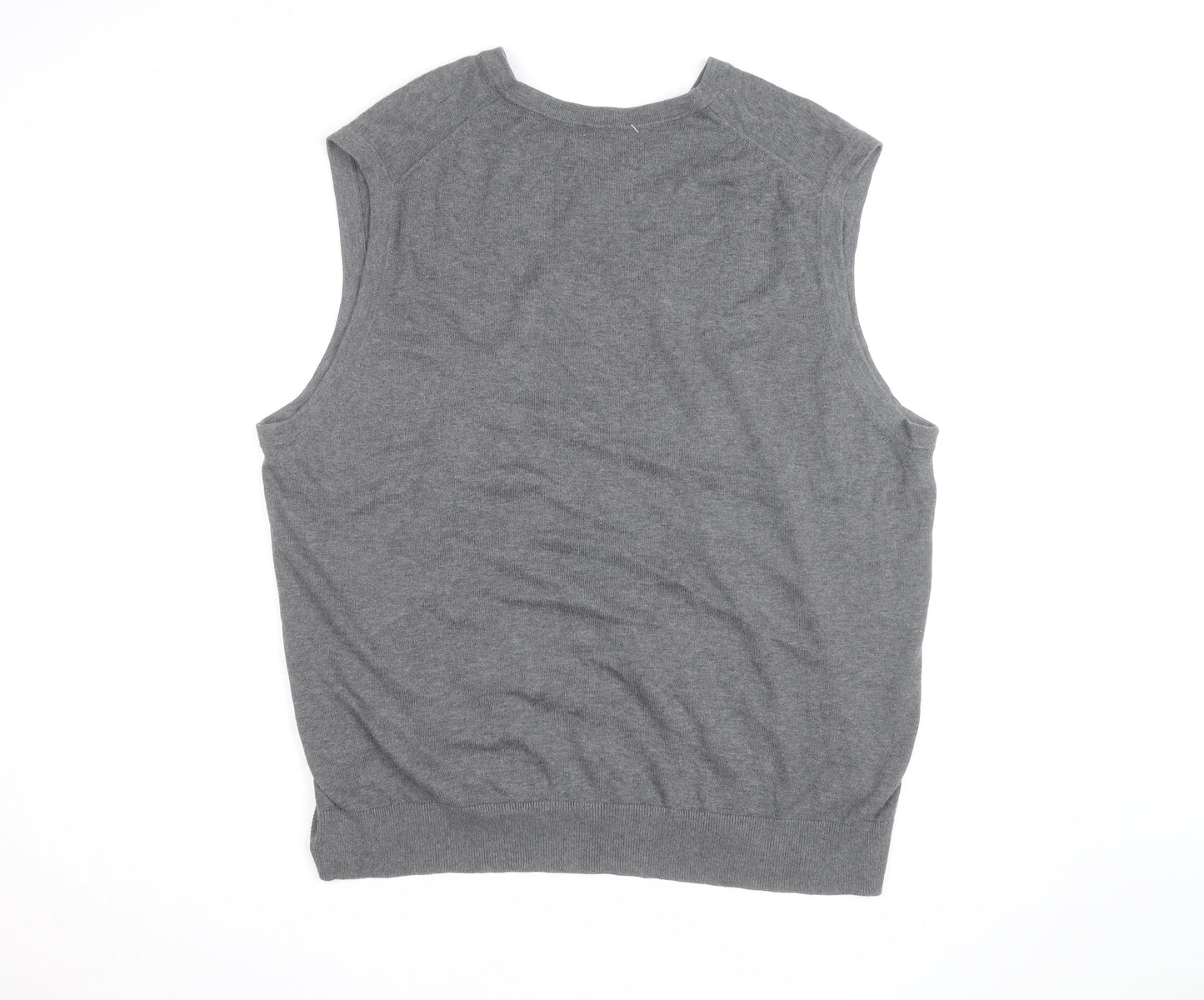 Lands' End Men's Grey Cotton V-Neck Sleeveless Vest XL