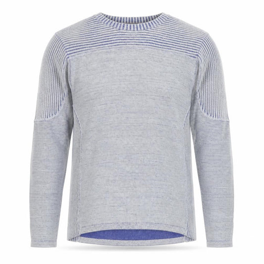 Nevada Men's Grey Cotton Crew Neck Striped Jumper M