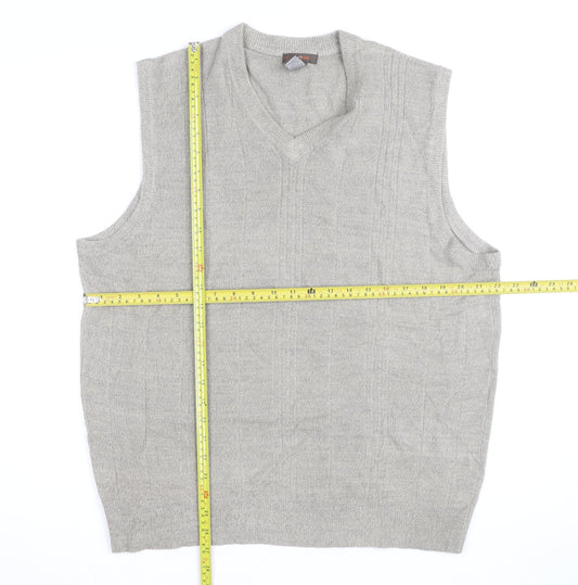 Dockers Men Grey XL V-Neck Sleeveless Knit Jumper Vest