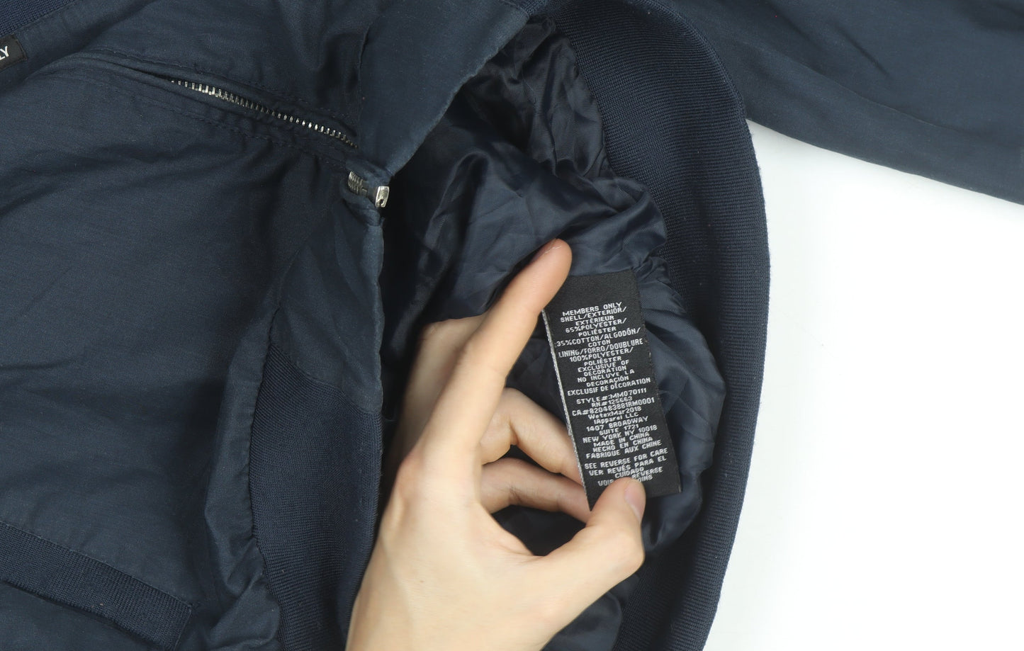 Members Only Men's Blue Bomber Jacket S Cotton Nylon Zip Up