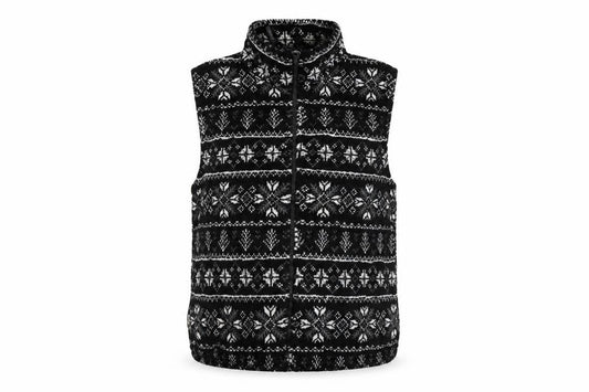 Kellysport Mens Black Fair Isle Fleece Vest Size L Winter Zip Up