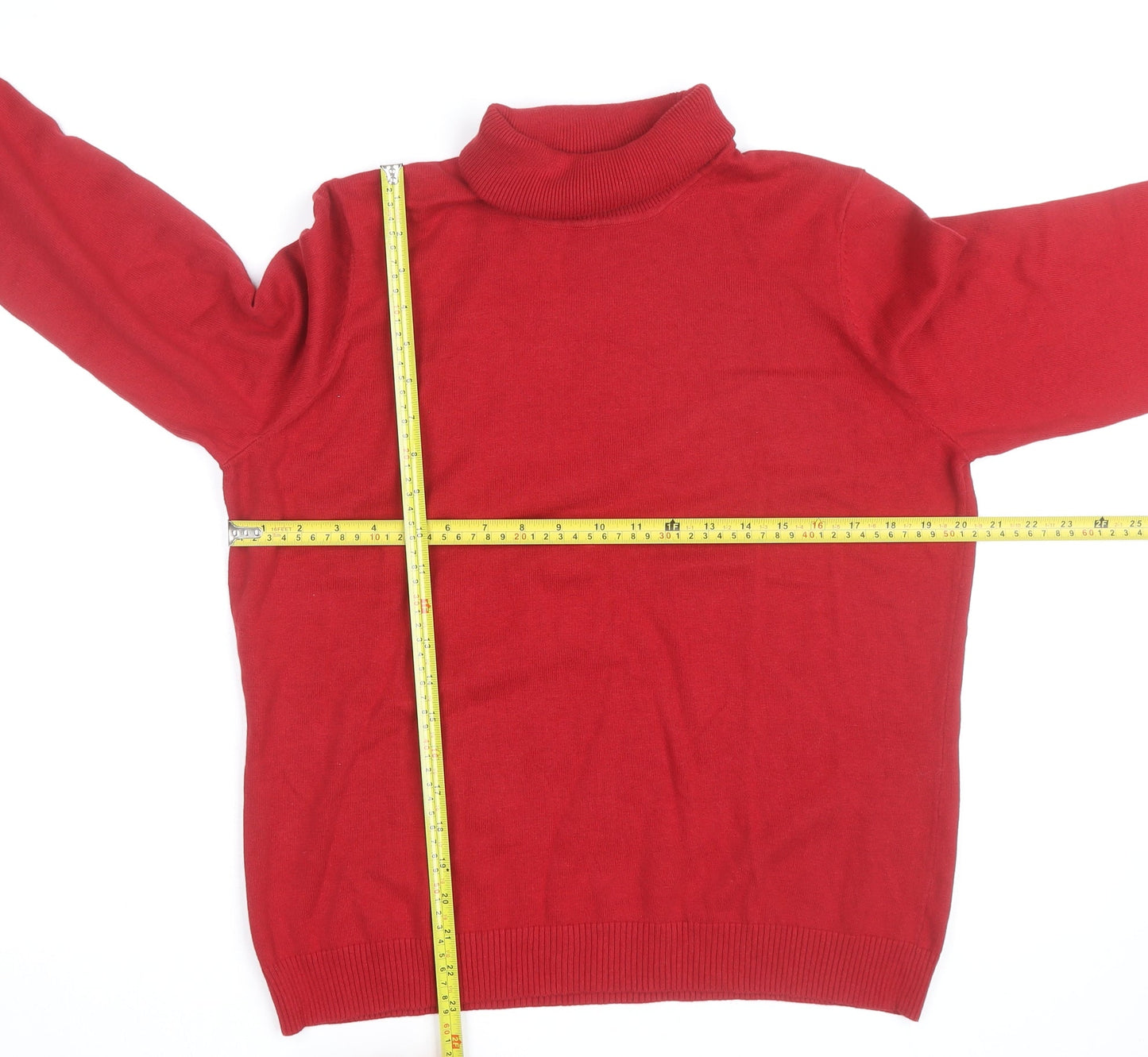 Northern Reflections Men's Red Roll Neck Cotton Jumper L