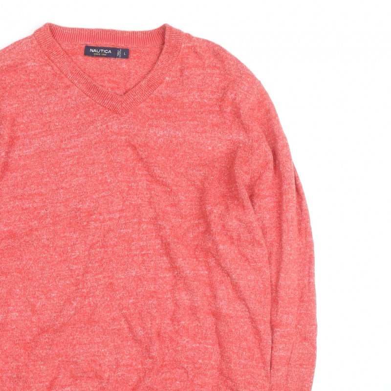 Additional view of Nautica Men's Red V-Neck Knit jumper, size L