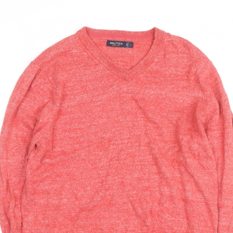 Additional view of Nautica Men's Red V-Neck Knit jumper, size L