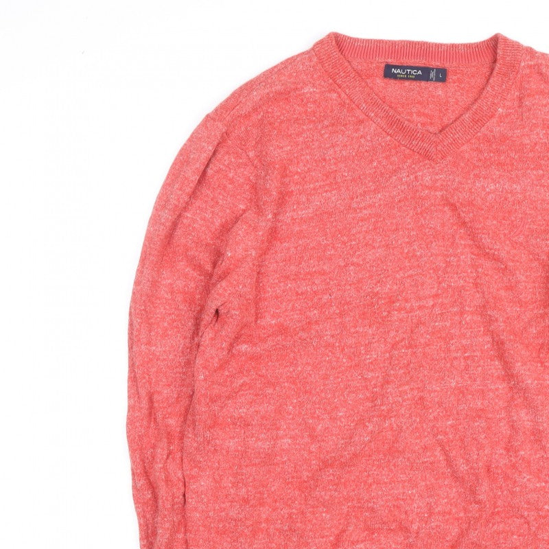 Additional view of Nautica Men's Red V-Neck Knit jumper, size L