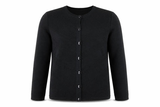 La Dame Black Knit Long Sleeve Classic Cardigan M Unisex