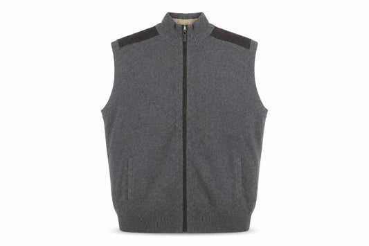 Roundtree & Yorke Men’s Grey Cotton Full Zip Sleeveless Knit Vest L