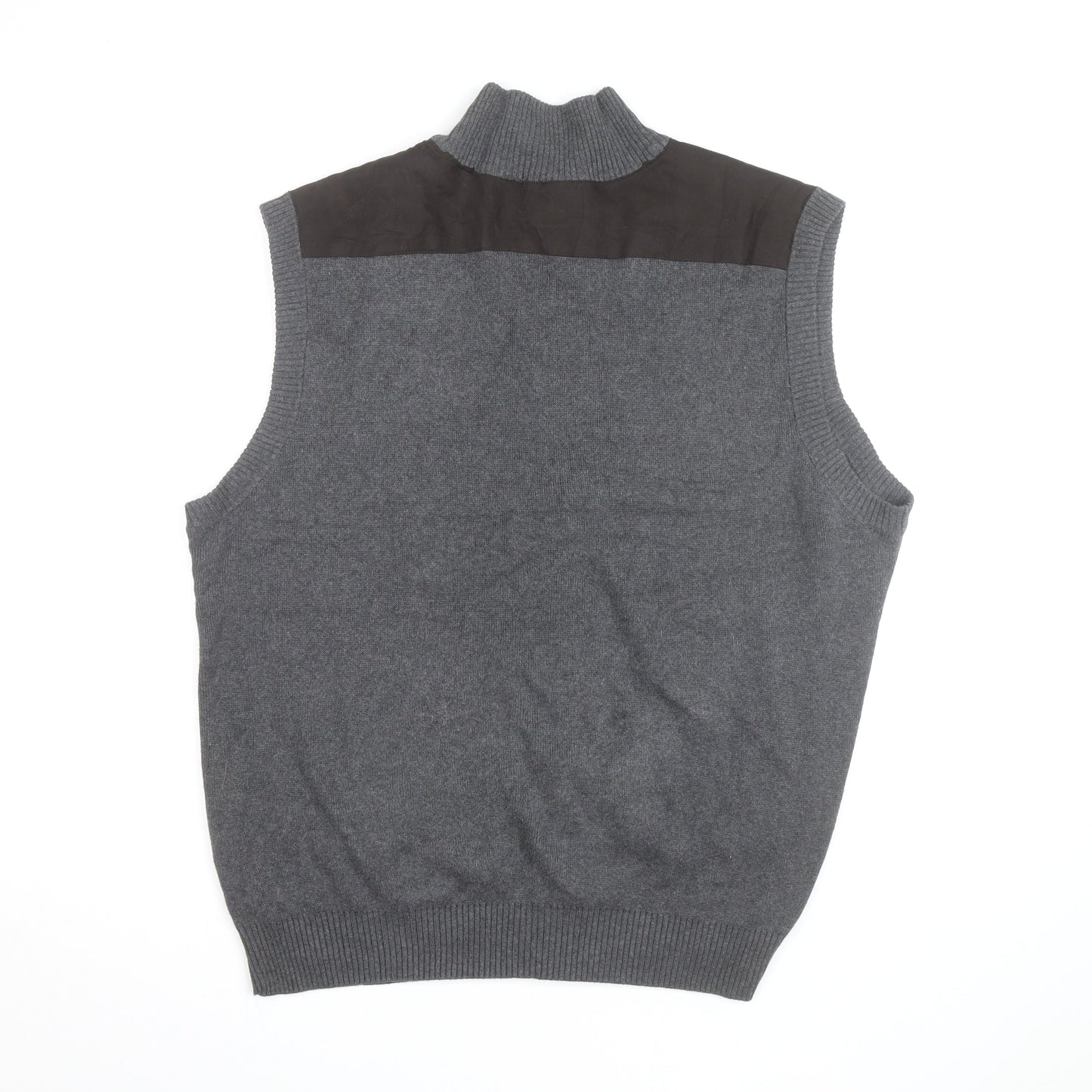 Roundtree & Yorke Men’s Grey Cotton Full Zip Sleeveless Knit Vest L