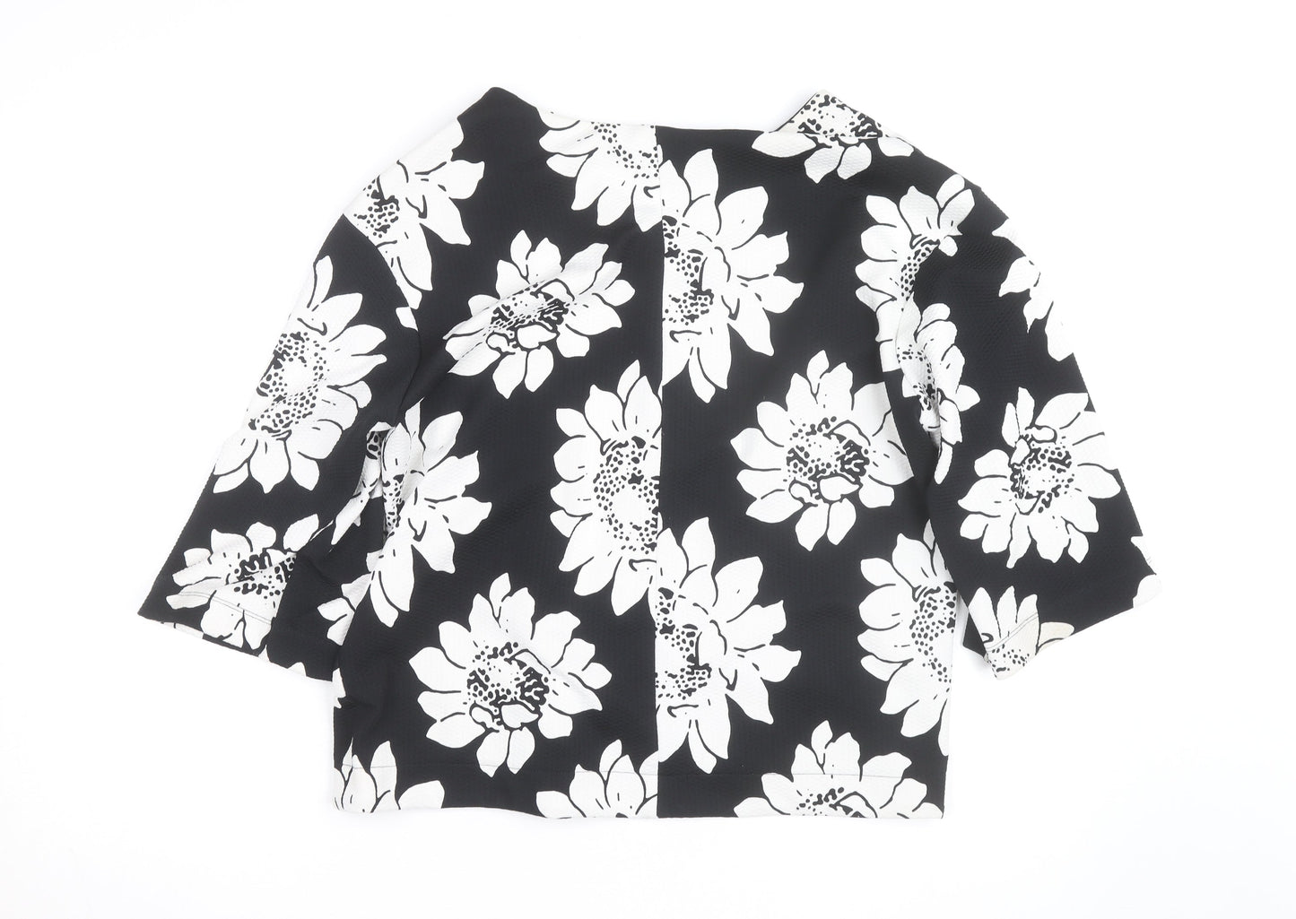 Next Women’s Black Floral 3/4 Sleeve Open Cardigan Size 16