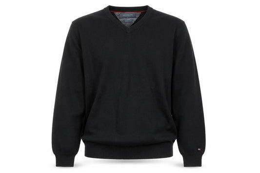 Tommy Hilfiger Men’s Black XL V-Neck Cotton Cashmere Jumper
