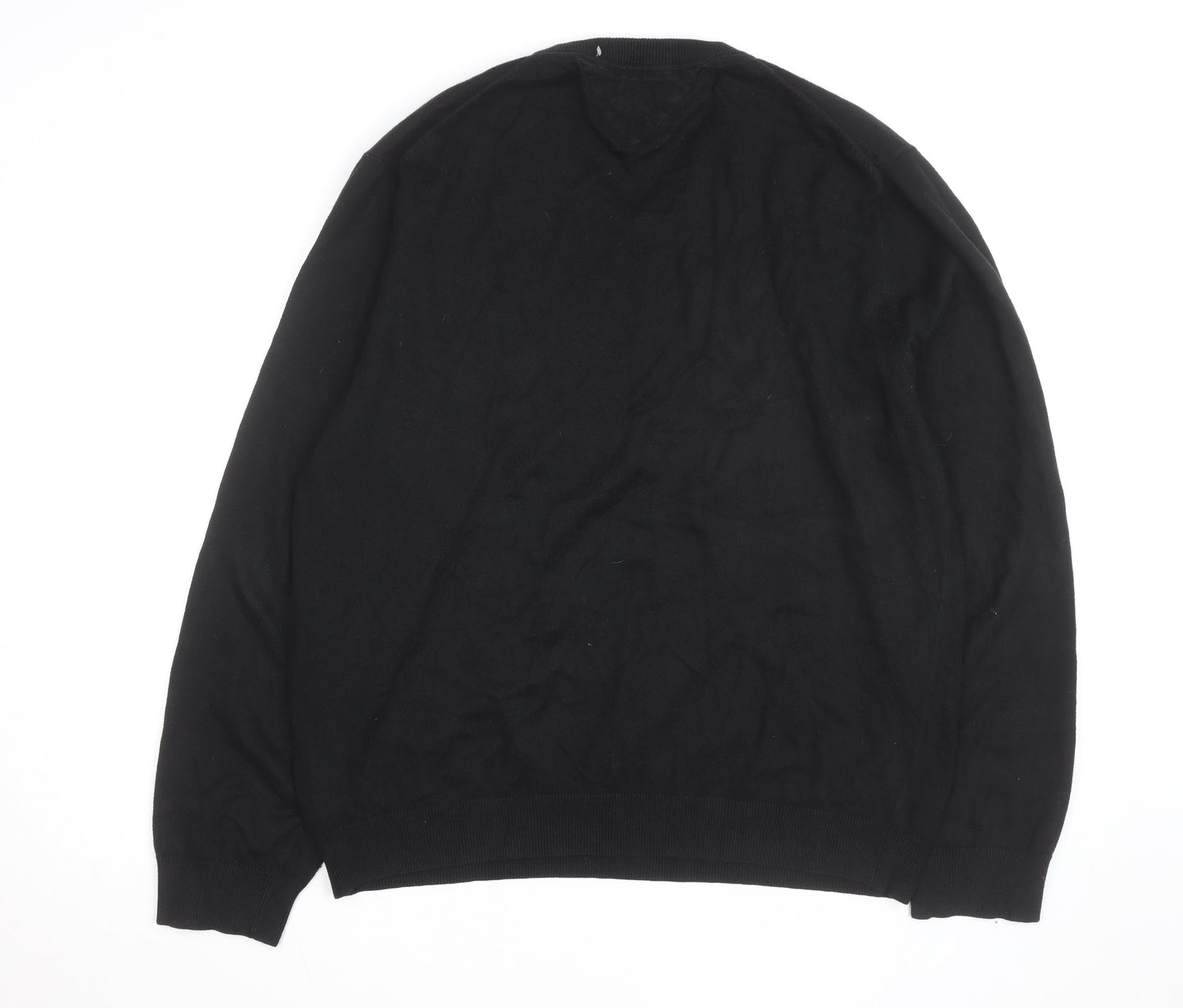Tommy Hilfiger Men’s Black XL V-Neck Cotton Cashmere Jumper