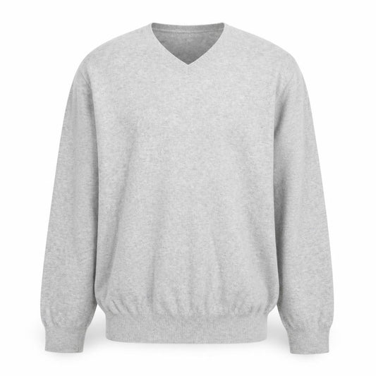 J.Crew Mens Grey Cotton V-Neck Jumper XL Classic Knit Pullover