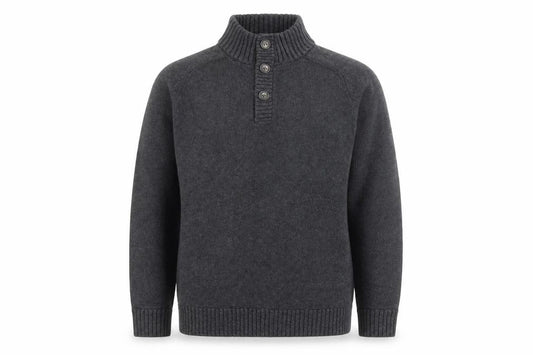 J.Crew Men's Charcoal Henley Jumper Cotton Knit Size L