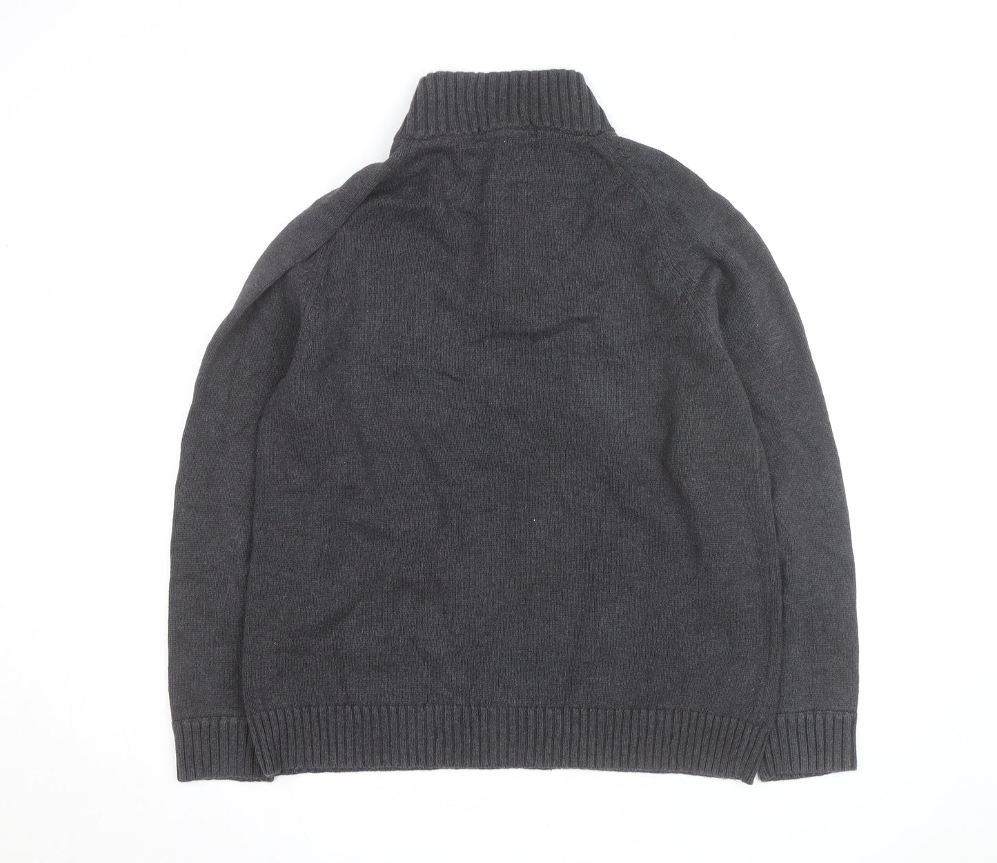 J.Crew Men's Charcoal Henley Jumper Cotton Knit Size L