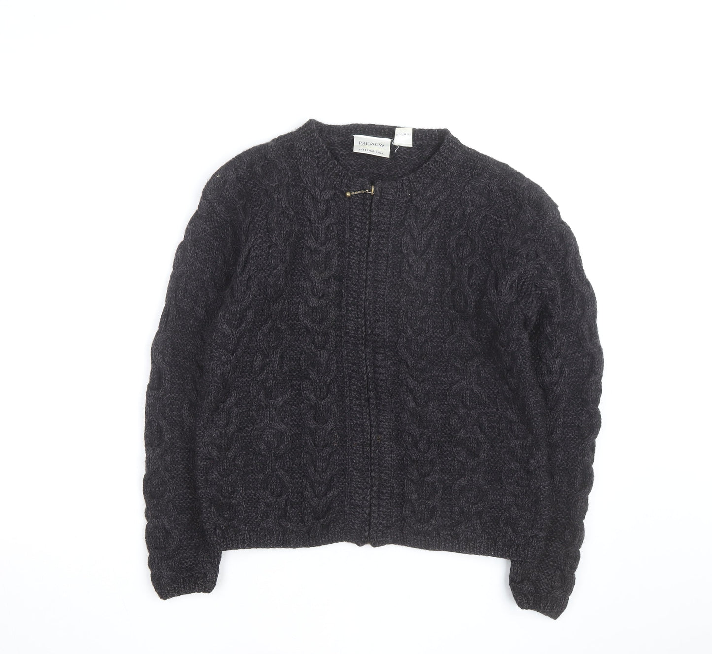 Preview International Men's Grey Wool Cable Cardigan M