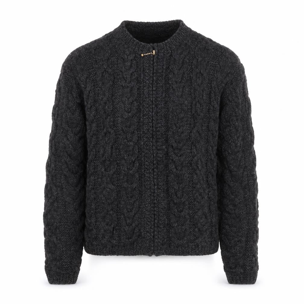 Preview International Men's Grey Wool Cable Cardigan M