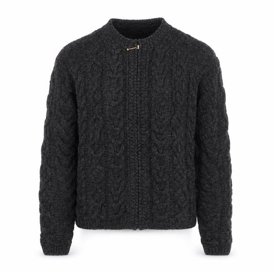 Preview International Men's Grey Wool Cable Cardigan M