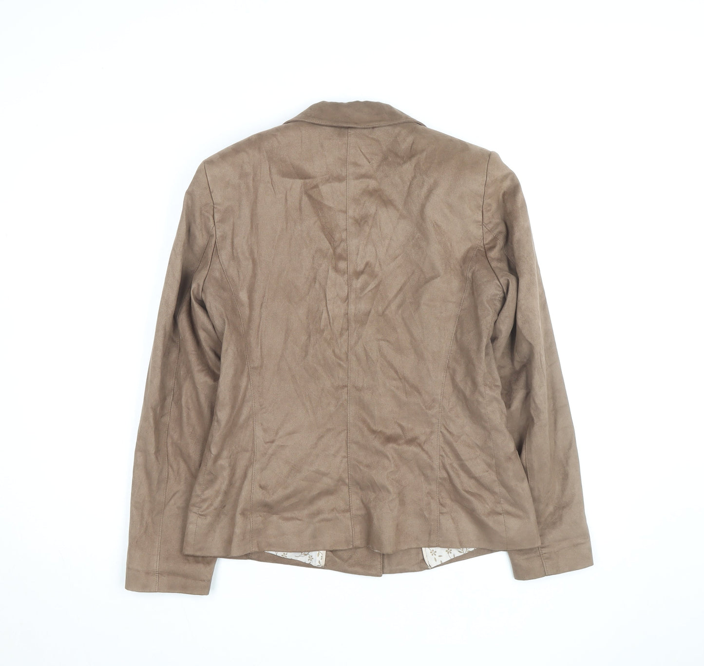 Klass Collection Women Brown Faux Suede Blazer Size 12 Lined Jacket