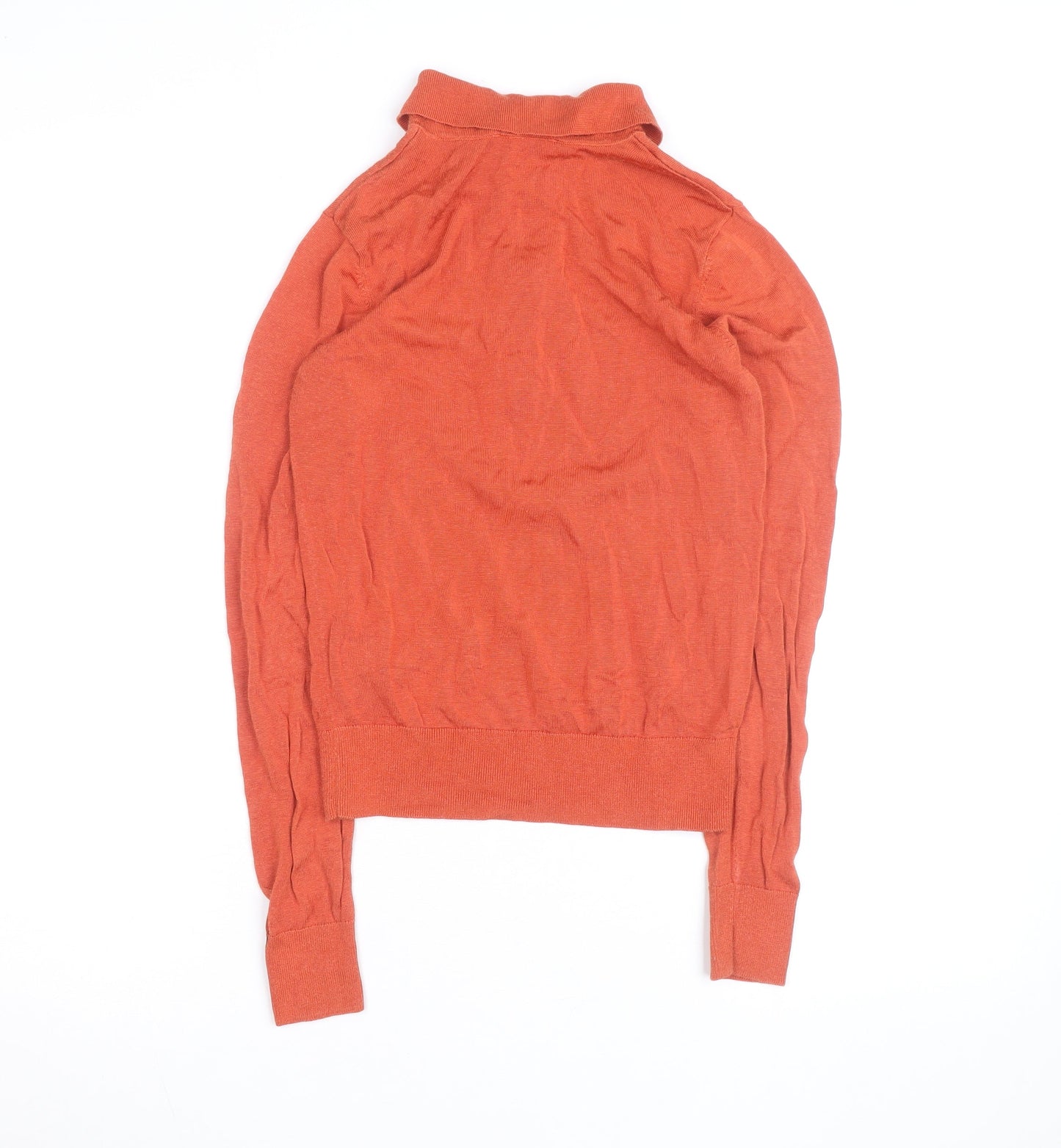 & Other Stories Women Orange Collared Zip Jumper XS Cotton Knit