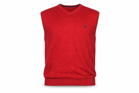 Chaps Men's Red Cotton V-Neck Sleeveless Vest Jumper XL