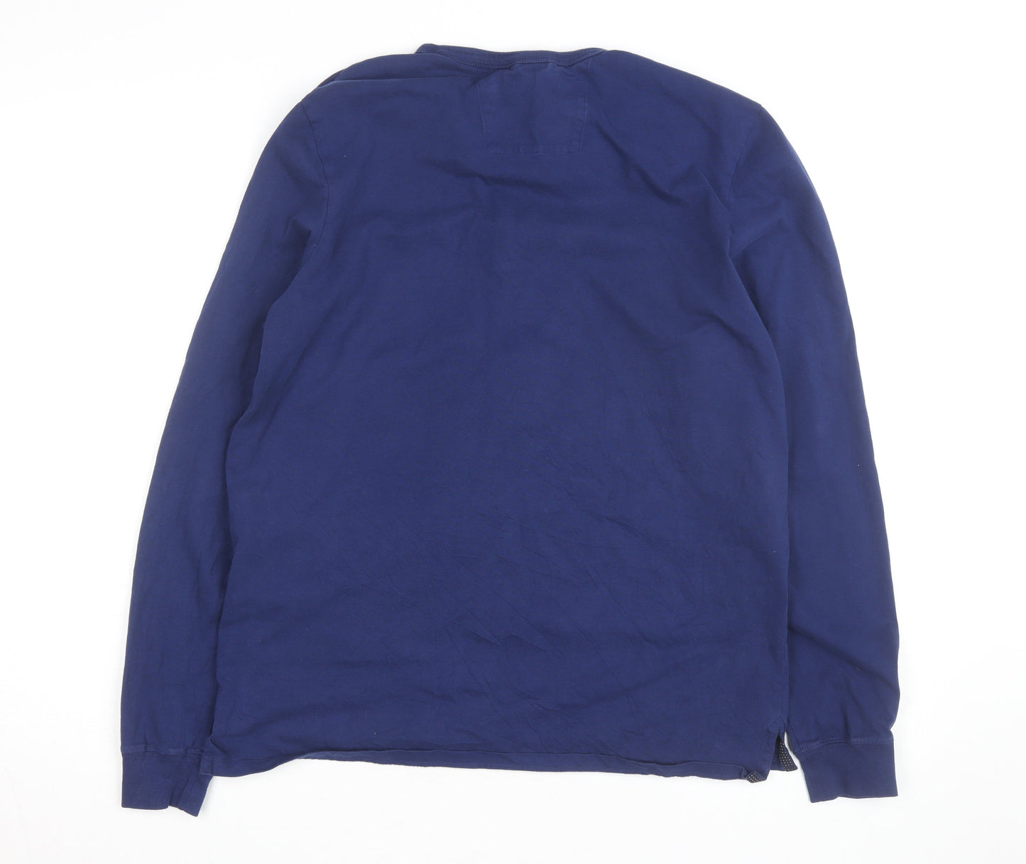 Ben Sherman Men's Blue Long Sleeve Henley Cotton Shirt L