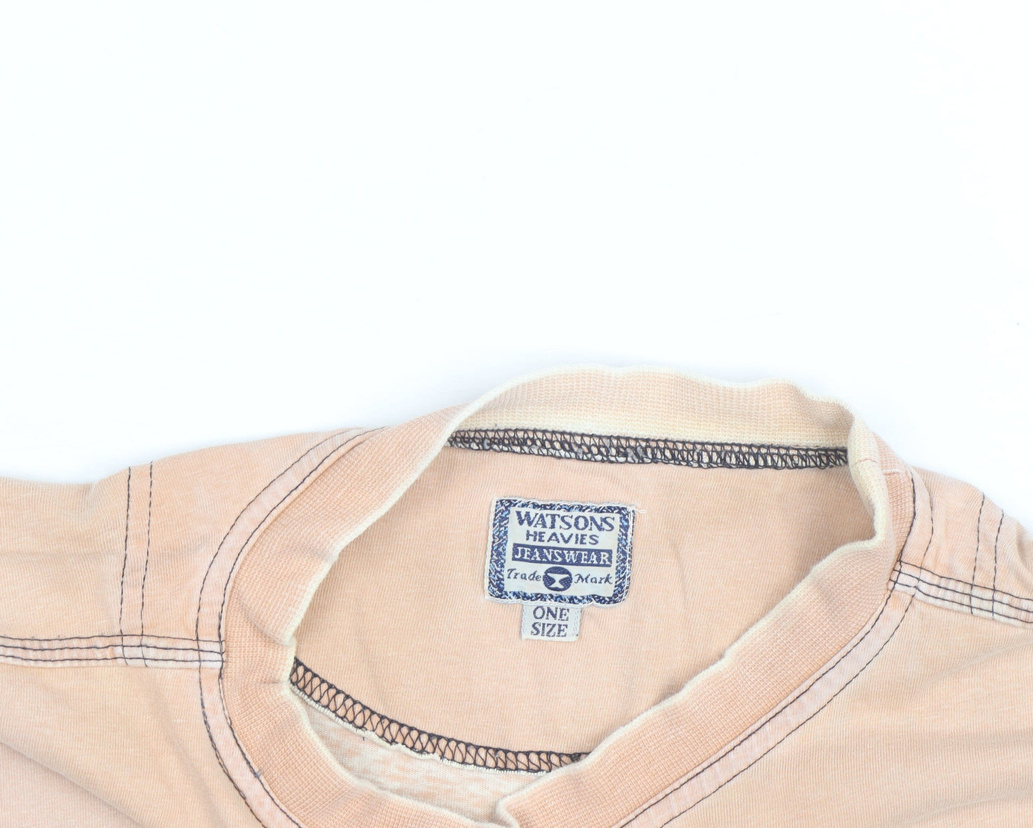 Watsons Heavies Men's Beige Vintage Cotton Crew Neck T-Shirt One Size
