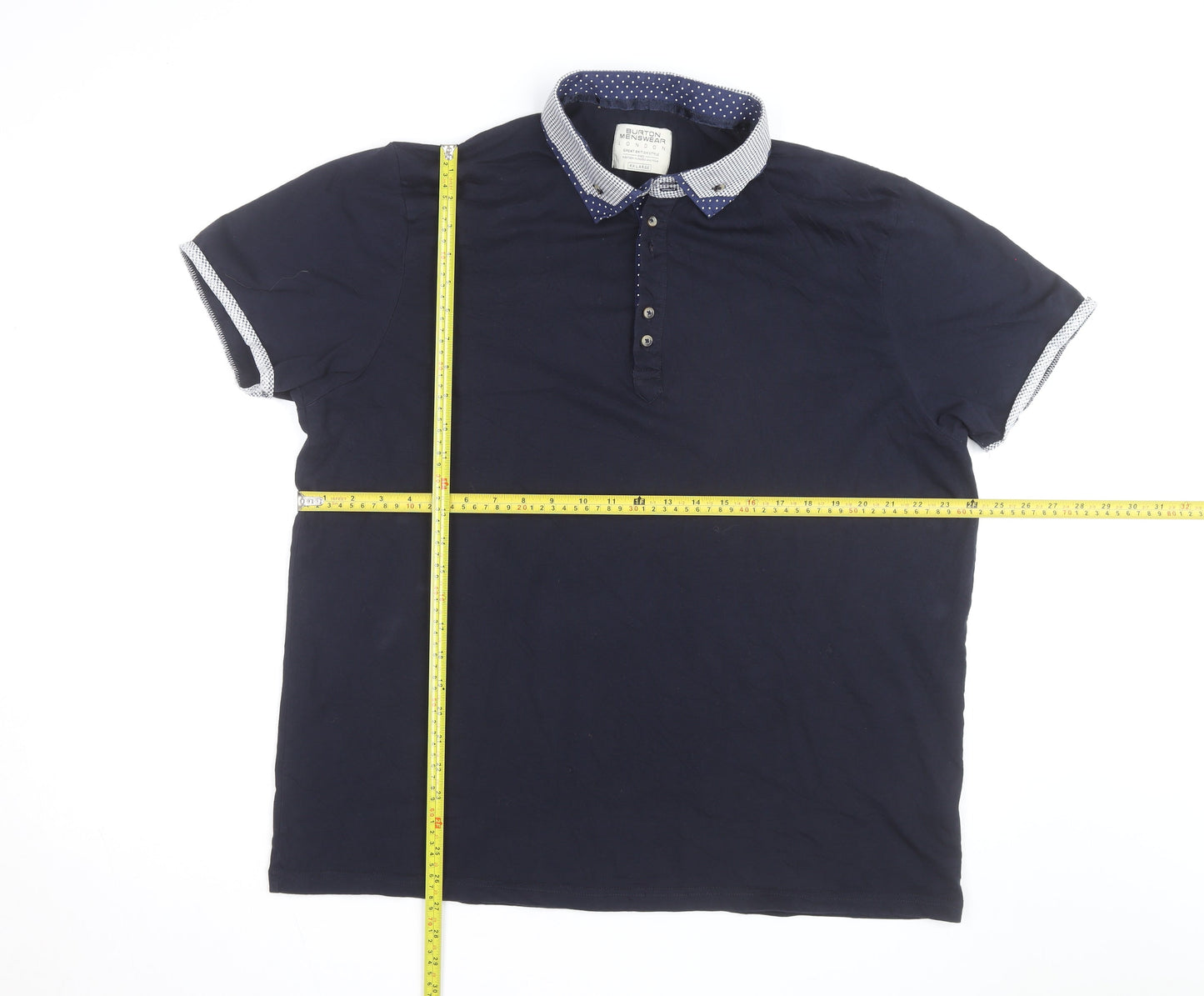Burton Menswear London Men’s Blue 2XL Collared Short Sleeve Casual Shirt