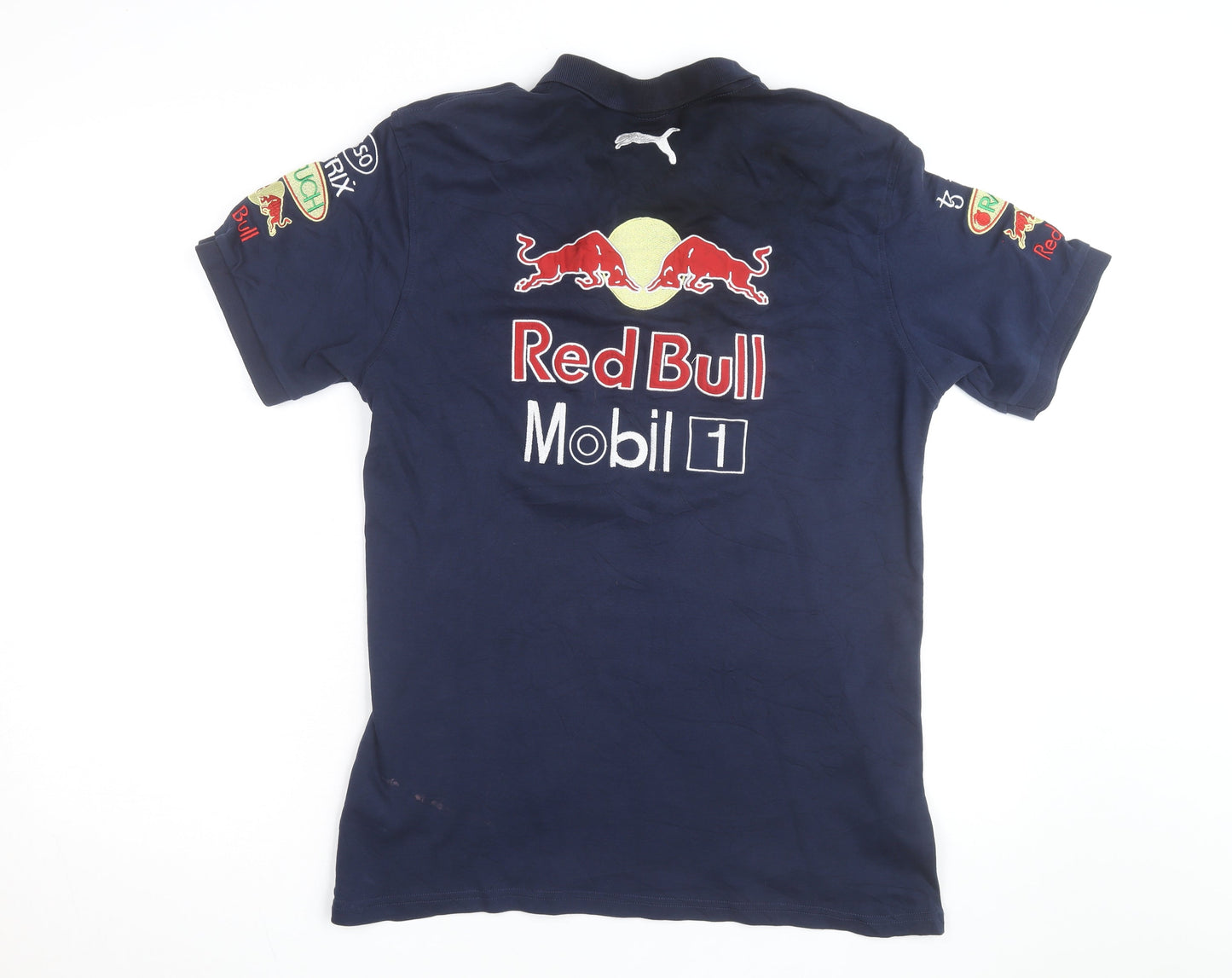 Puma Red Bull Racing Mens Blue XL Embroidered Short Sleeve Polo Shirt