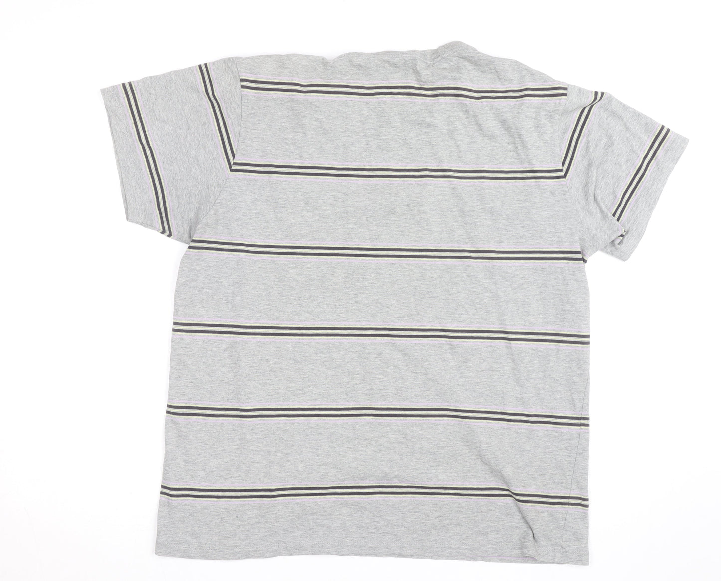 GAP Men’s Grey Striped Crew Neck Cotton T-Shirt Size L