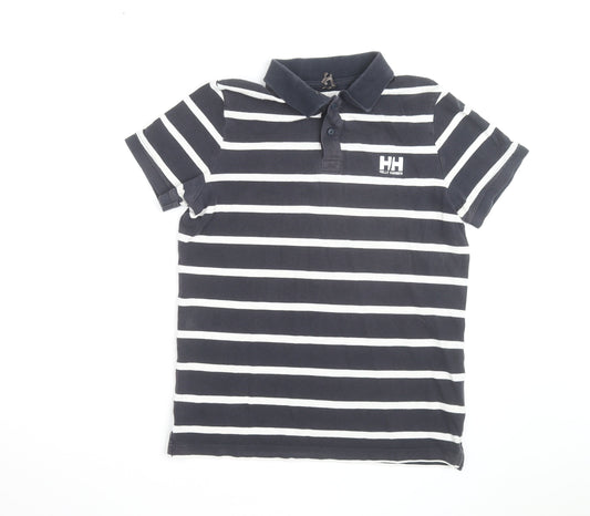Helly Hansen Men's Blue Striped Cotton Polo Shirt Size M