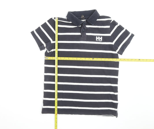 Helly Hansen Men's Blue Striped Cotton Polo Shirt Size M