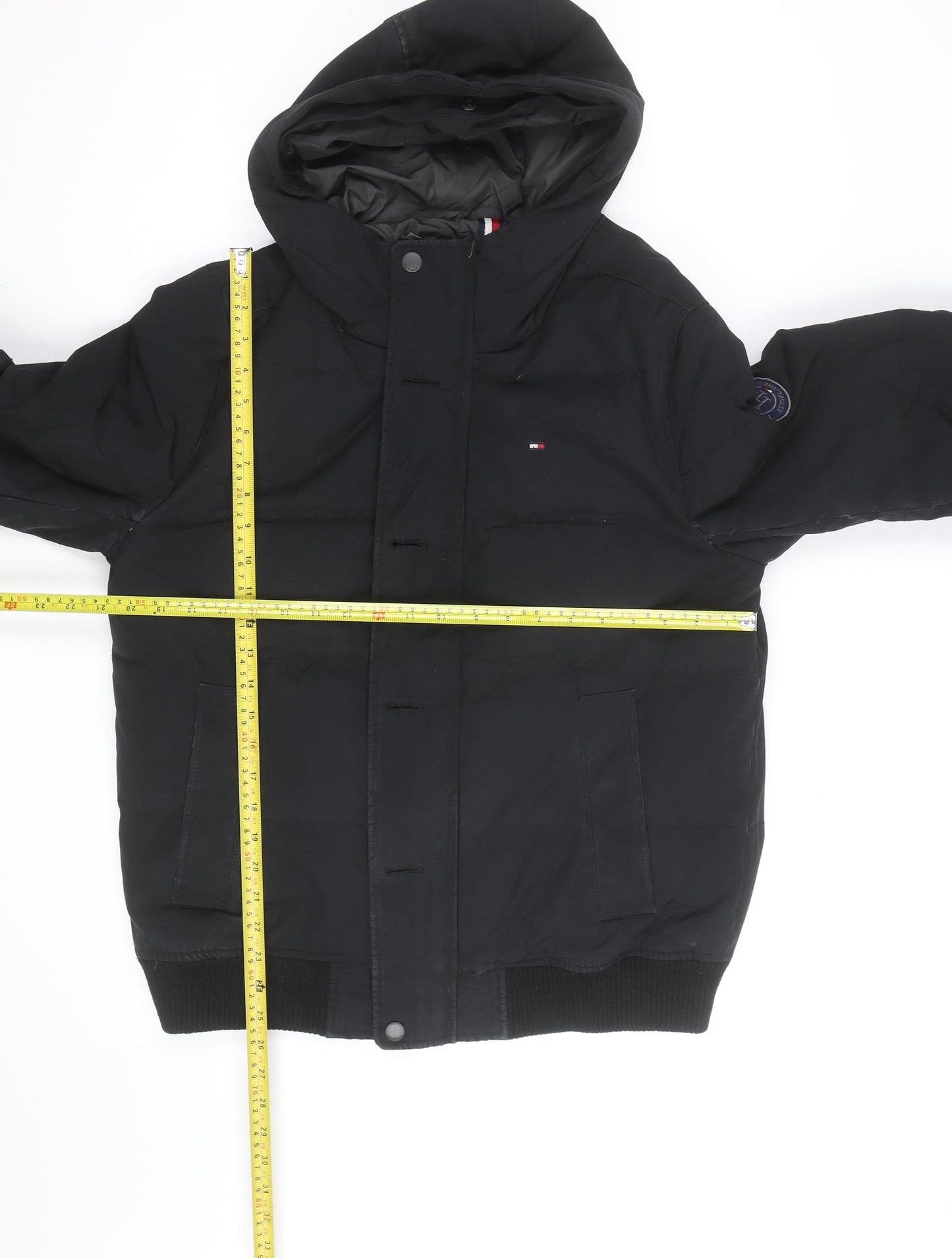 Tommy Hilfiger Men's Black Hooded Puffer Jacket Size M Winter Coat