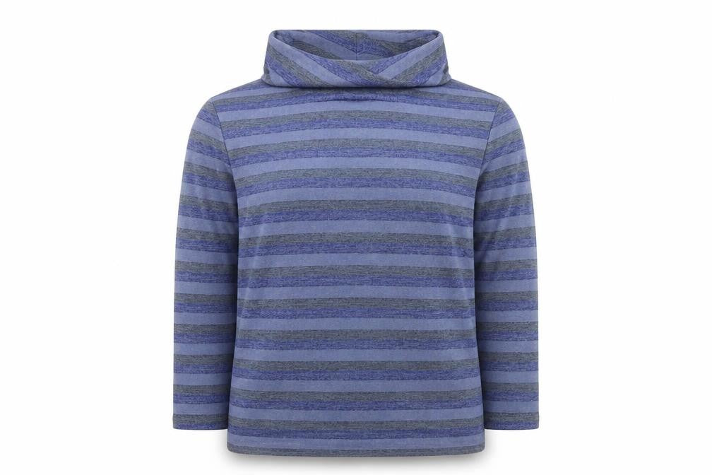 Klass Men Blue Striped Roll Neck Pullover Jumper XL