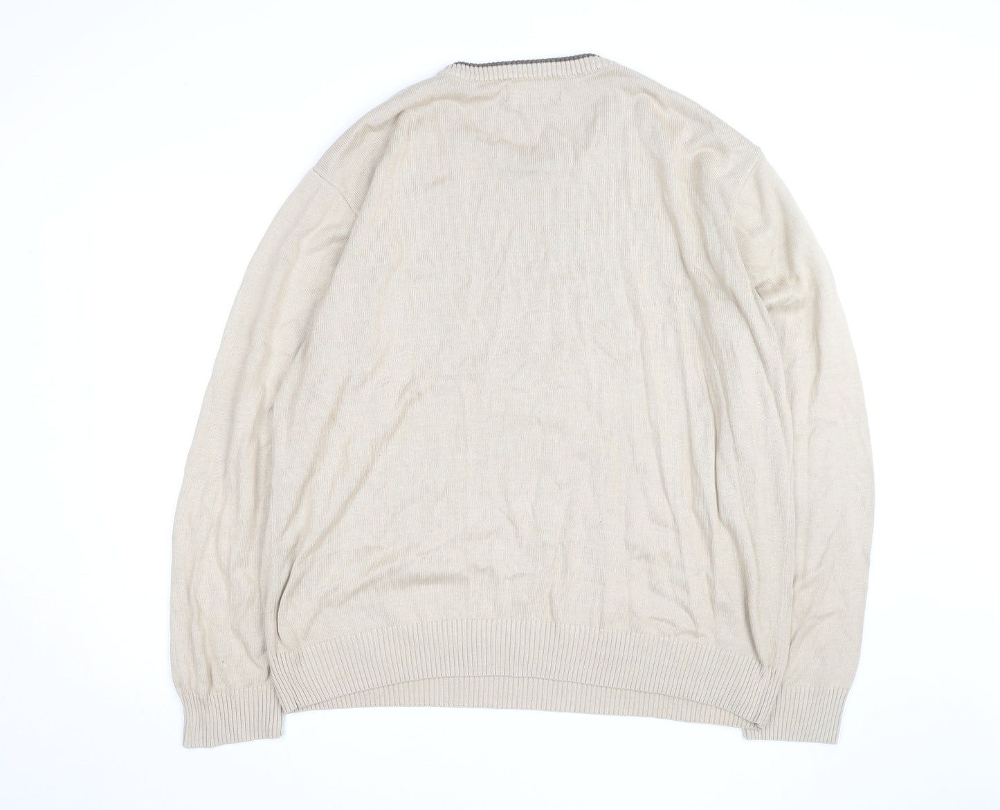 U.S. Polo Assn. Men’s Beige 2XL Cotton Crew Neck Pullover Jumper