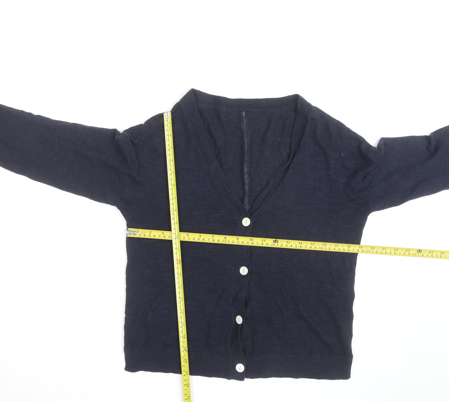Jigsaw Women's Blue Linen Cotton V-Neck Cardigan M
