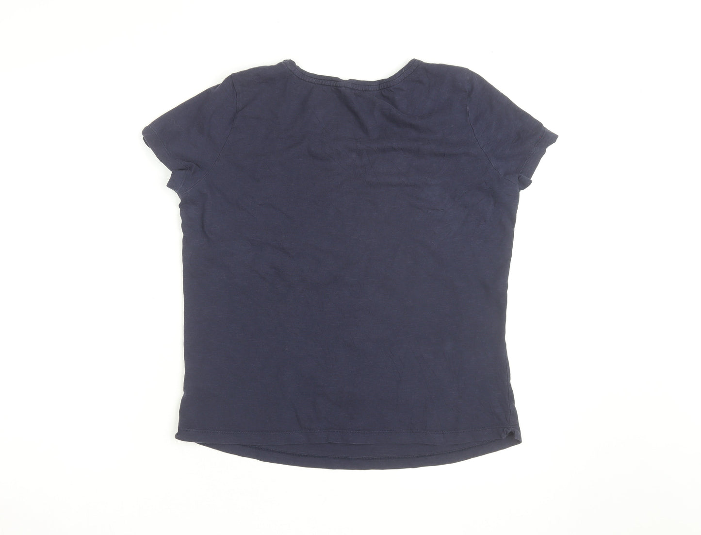 White Stuff Women’s Blue Cotton Scoop Neck Short Sleeve T-Shirt UK 12