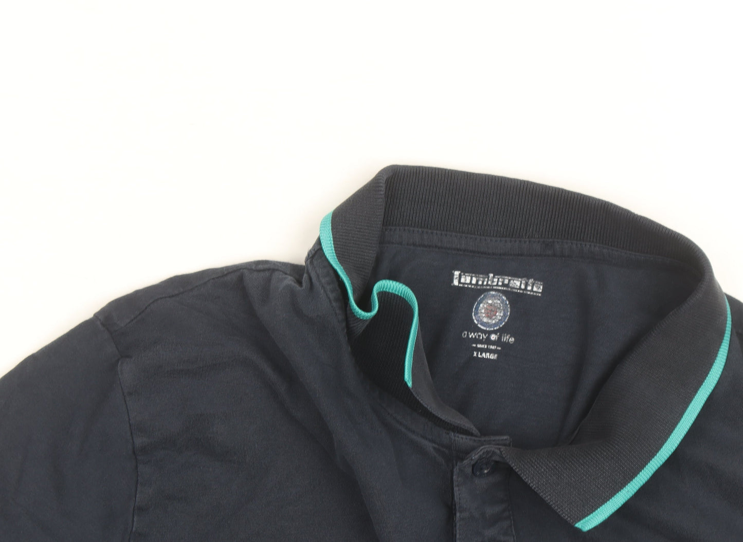 Lambretta Men's Blue Cotton Polo Shirt Size L Short Sleeve Retro Style