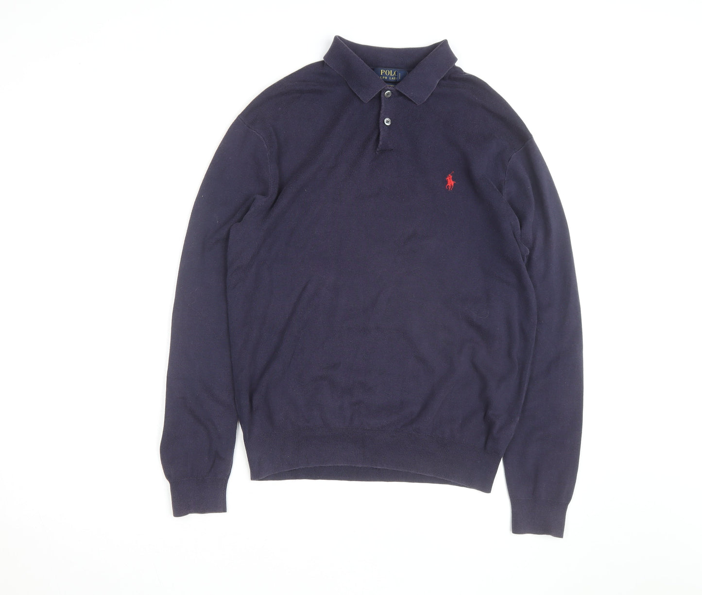 Polo Ralph Lauren Men’s Blue Pima Cotton Long Sleeve Polo Shirt M