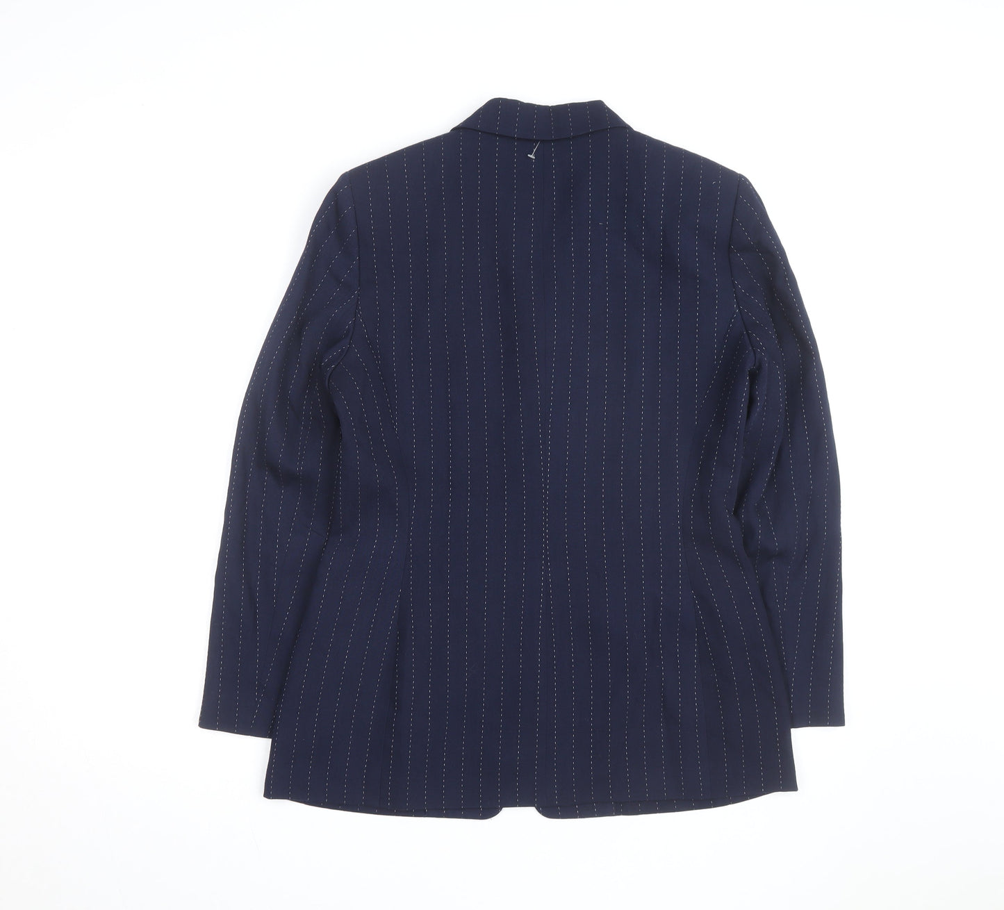 Kasper Women's Navy Pinstripe Long Sleeve Single-Breasted Blazer Size 8