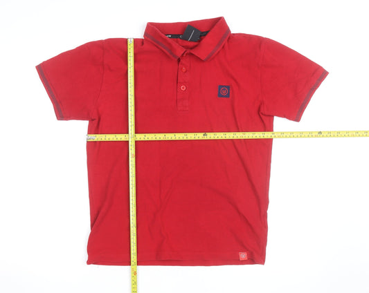 Duck and Cover Men's Red Collared Cotton Polo Shirt Size M